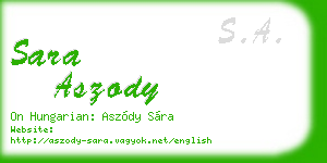 sara aszody business card